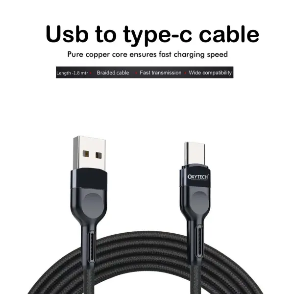 Oxytech DATA Cable USB TO TYPE C 1.8 MTR