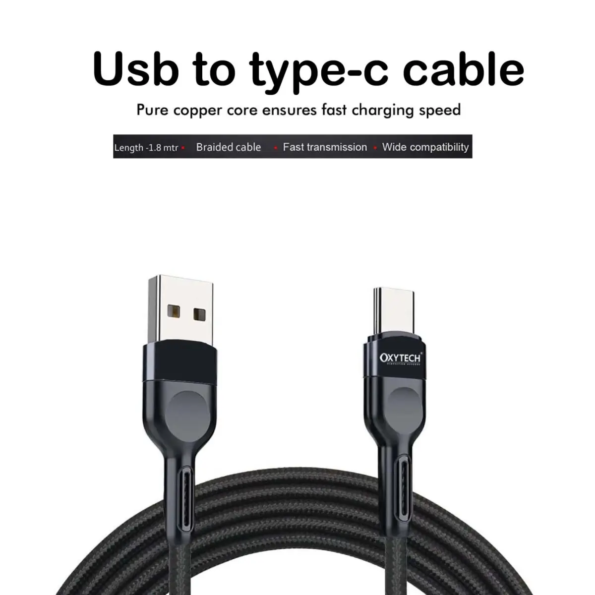 Oxytech DATA Cable USB TO TYPE C 1.8 MTR
